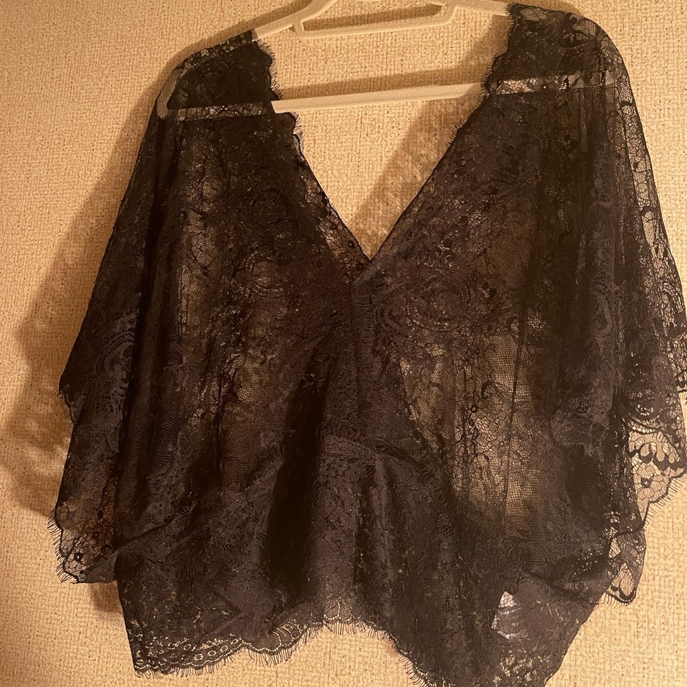 stella & dot black sheer lace cover up